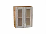 Шкаф верхний с 2-мя остекленными дверцами Лофт Cappuccino Veralinga Дуб Вотан 716*600*320