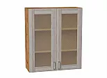 Шкаф верхний с 2-мя остекленными дверцами Лофт Cappuccino Veralinga Дуб Вотан 920*800*320