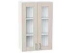 Шкаф верхний с 2-мя остекленными дверцами Лофт Cream Silk/Белый 920*600*320