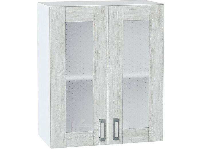 Шкаф верхний с 2-мя остекленными дверцами Лофт Nordic Oak/Белый 716*600*320