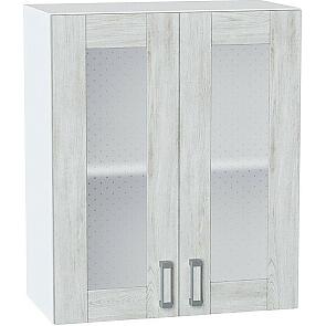 Шкаф верхний с 2-мя остекленными дверцами Лофт Nordic Oak/Белый 716*600*320