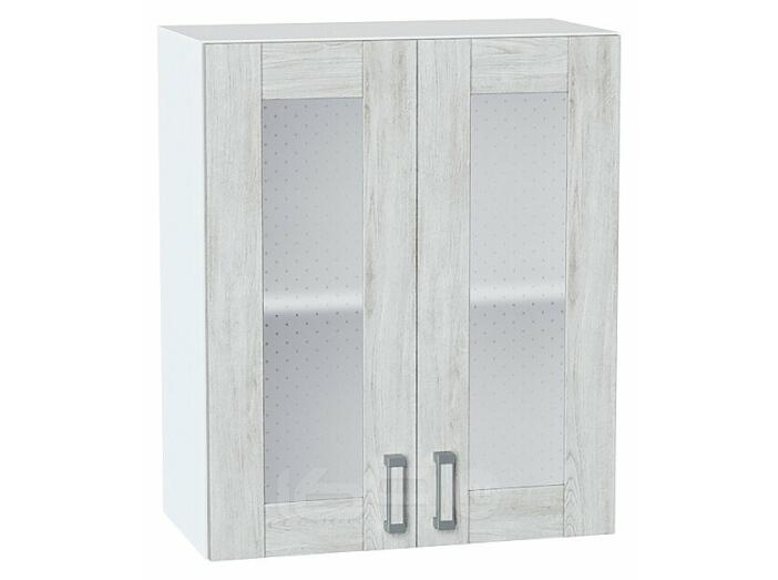 Шкаф верхний с 2-мя остекленными дверцами Лофт Nordic Oak/Белый 716*600*320