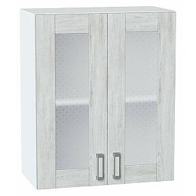 Шкаф верхний с 2-мя остекленными дверцами Лофт Nordic Oak/Белый 716*600*320