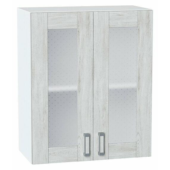 Шкаф верхний с 2-мя остекленными дверцами Лофт Nordic Oak/Белый 716*600*320