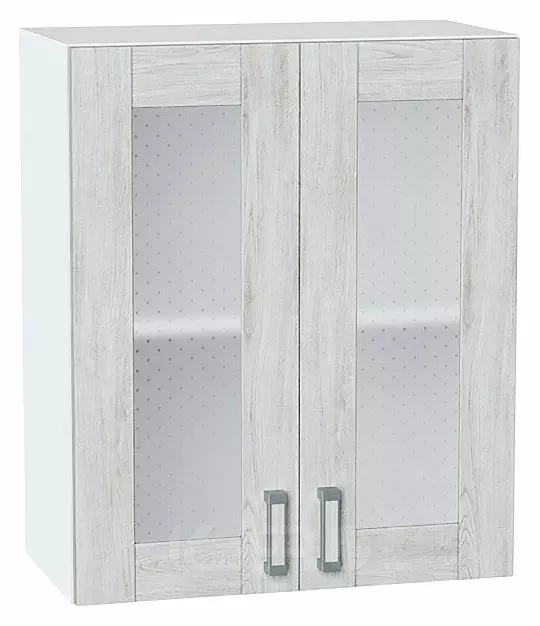 Шкаф верхний с 2-мя остекленными дверцами Лофт Nordic Oak/Белый 716*600*320