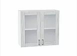 Шкаф верхний с 2-мя остекленными дверцами Лофт Nordic Oak/Белый 716*800*320