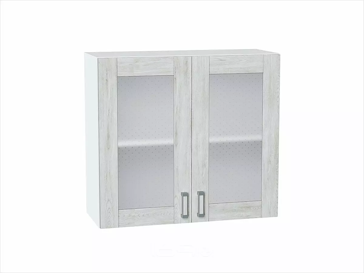 Шкаф верхний с 2-мя остекленными дверцами Лофт Nordic Oak/Белый 716*800*320