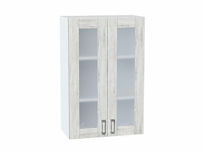 Шкаф верхний с 2-мя остекленными дверцами Лофт Nordic Oak/Белый 920*600*320