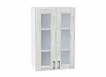 Шкаф верхний с 2-мя остекленными дверцами Лофт Nordic Oak/Белый 920*600*320