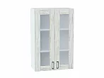 Шкаф верхний с 2-мя остекленными дверцами Лофт Nordic Oak/Белый 920*600*320