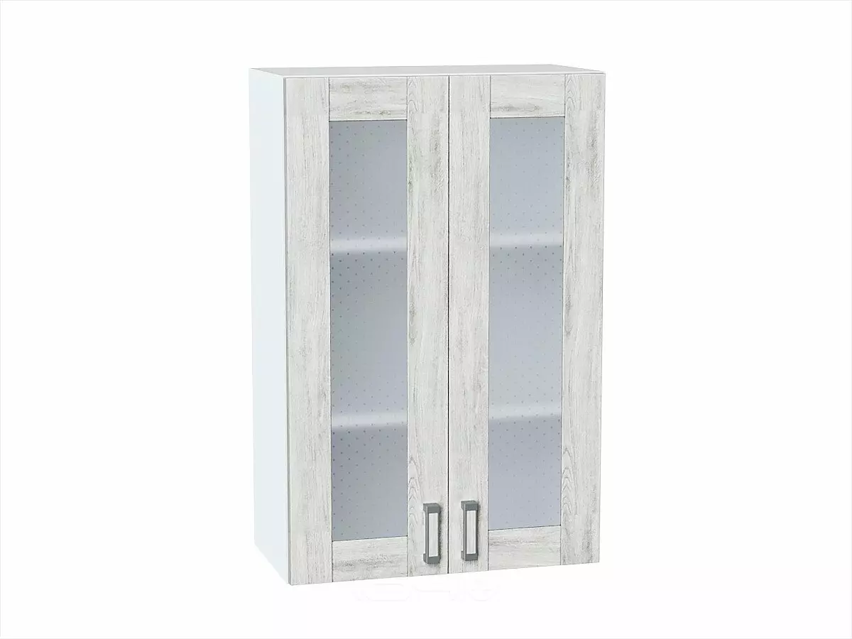 Шкаф верхний с 2-мя остекленными дверцами Лофт Nordic Oak/Белый 920*600*320