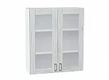 Шкаф верхний с 2-мя остекленными дверцами Лофт Nordic Oak/Белый 920*800*320