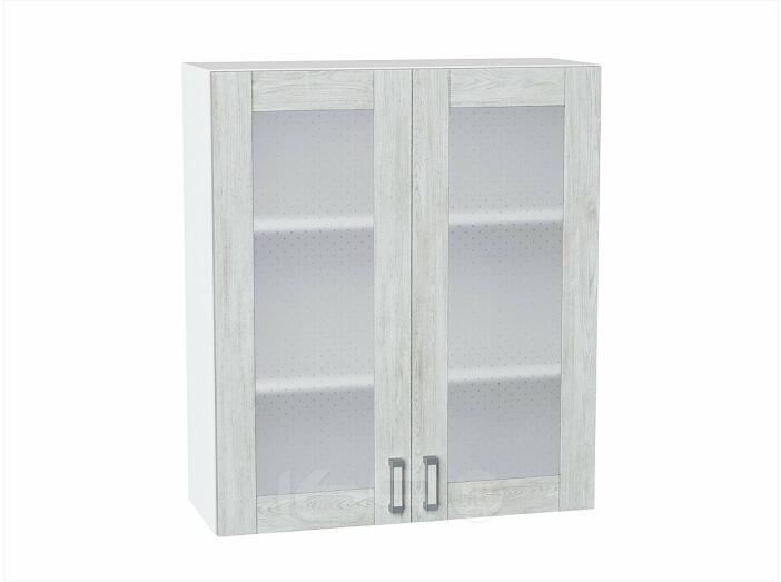 Шкаф верхний с 2-мя остекленными дверцами Лофт Nordic Oak/Белый 920*800*320
