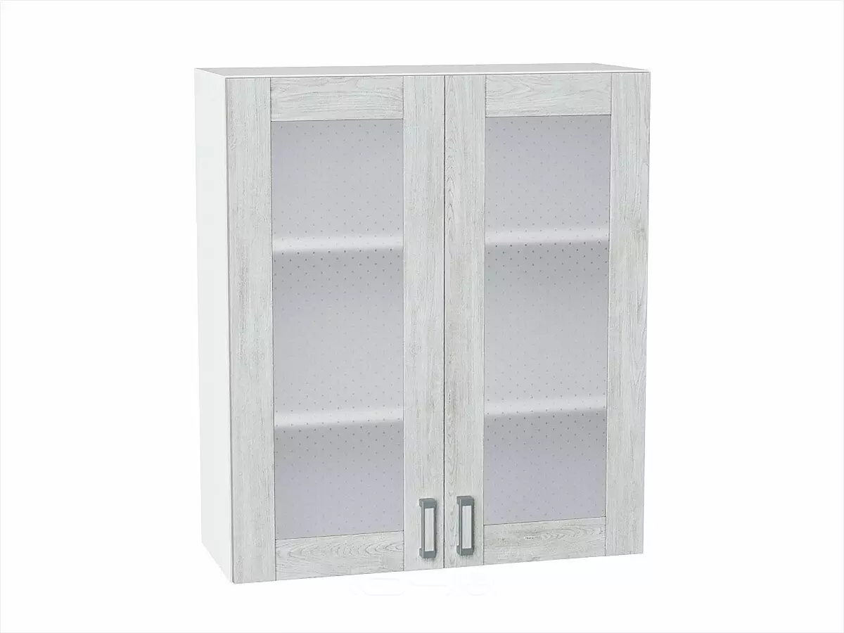 Шкаф верхний с 2-мя остекленными дверцами Лофт Nordic Oak/Белый 920*800*320