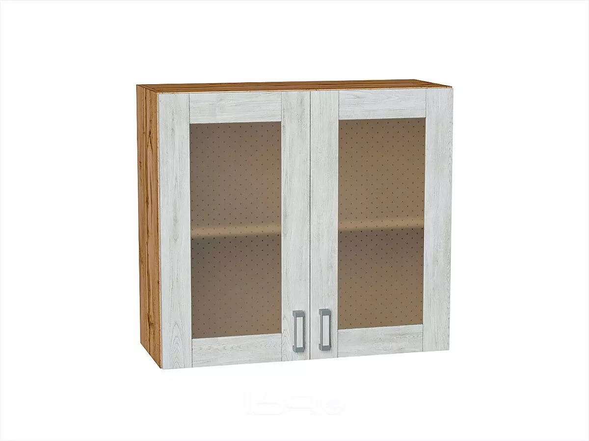 Шкаф верхний с 2-мя остекленными дверцами Лофт Nordic Oak/Дуб Вотан 716*800*320