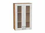 Шкаф верхний с 2-мя остекленными дверцами Лофт Nordic Oak/Дуб Вотан 920*600*320