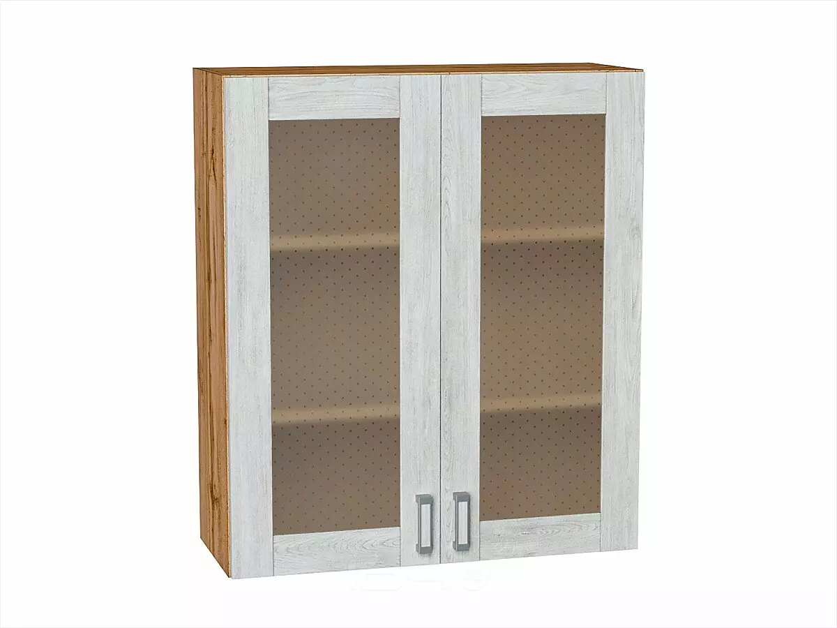 Шкаф верхний с 2-мя остекленными дверцами Лофт Nordic Oak/Дуб Вотан 920*800*320
