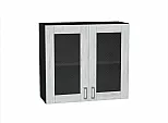 Шкаф верхний с 2-мя остекленными дверцами Лофт Nordic Oak/Graphite 716*800*320