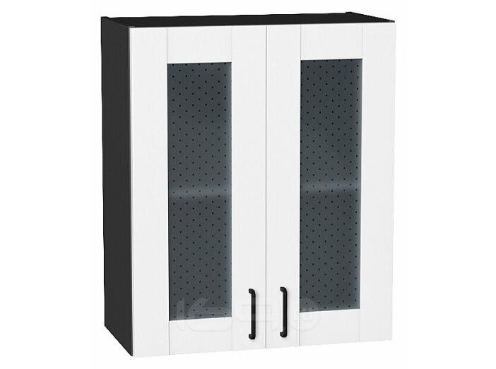 Шкаф верхний с 2-мя остекленными дверцами Лофт Super White Graphite 716*600*320