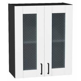 Шкаф верхний с 2-мя остекленными дверцами Лофт Super White Graphite 716*600*320