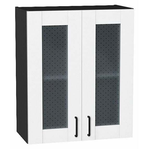 Шкаф верхний с 2-мя остекленными дверцами Лофт Super White Graphite 716*600*320