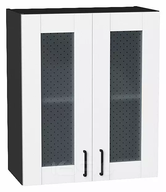 Шкаф верхний с 2-мя остекленными дверцами Лофт Super White Graphite 716*600*320