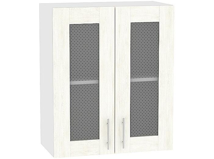 Шкаф верхний с 2-мя остекленными дверцами Лофт В 600 Nordic Oak-Белый