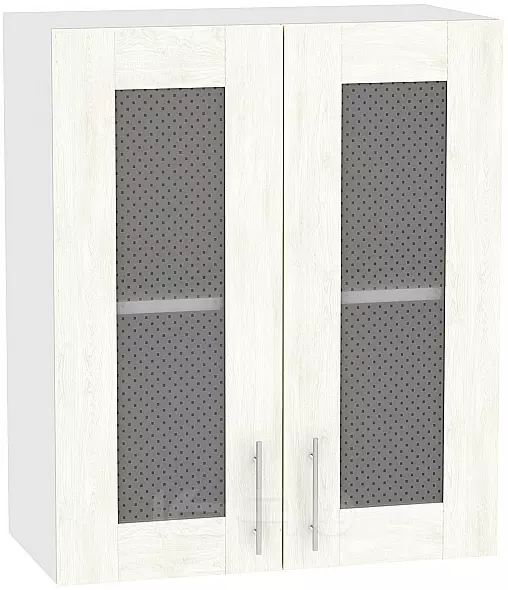 Шкаф верхний с 2-мя остекленными дверцами Лофт В 600 Nordic Oak-Белый