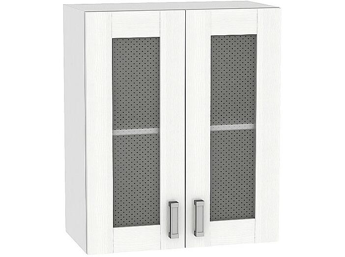 Шкаф верхний с 2-мя остекленными дверцами Лофт В 609 Snow Veralinga-Белый