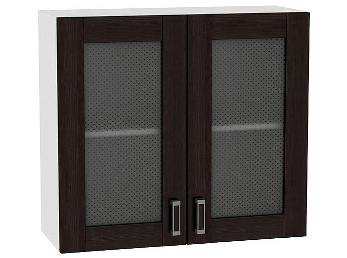 Шкаф верхний с 2-мя остекленными дверцами Лофт В 800 Wenge Veralinga-Белый