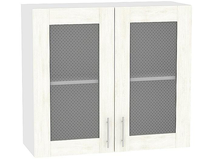 Шкаф верхний с 2-мя остекленными дверцами Лофт В 800 Nordic Oak-Белый