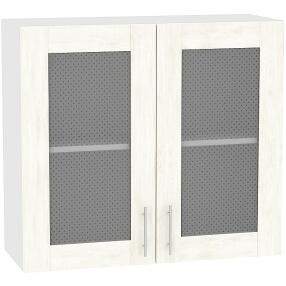 Шкаф верхний с 2-мя остекленными дверцами Лофт В 800 Nordic Oak-Белый