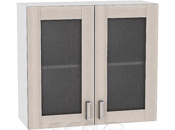 Шкаф верхний с 2-мя остекленными дверцами Лофт В 809 Cappuccino Veralinga-Белый