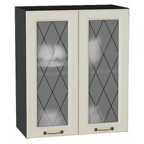 Шкаф верхний с 2-мя остекленными дверцами Ницца Агат/Graphite 716*600*318