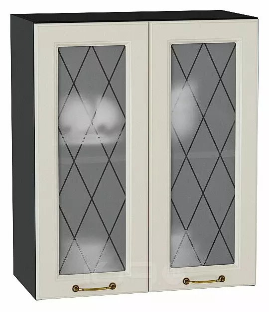 Шкаф верхний с 2-мя остекленными дверцами Ницца Агат/Graphite 716*600*318