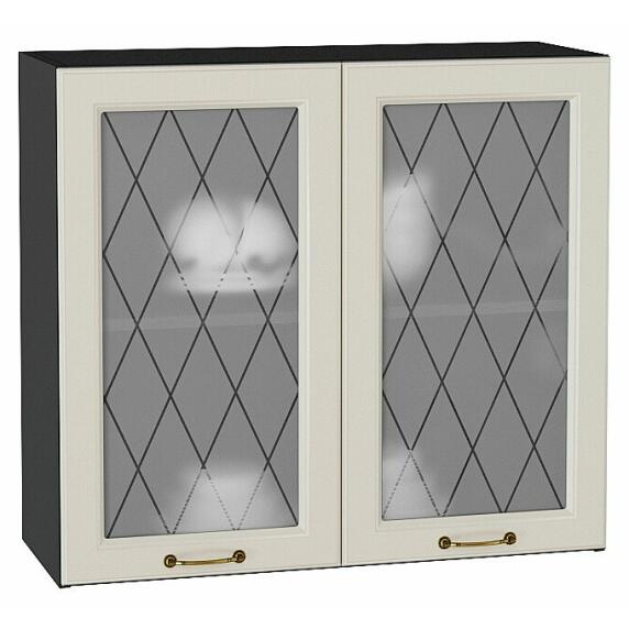 Шкаф верхний с 2-мя остекленными дверцами Ницца Агат/Graphite 716*800*318