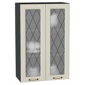 Шкаф верхний с 2-мя остекленными дверцами Ницца Агат/Graphite 920*600*318