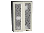 Шкаф верхний с 2-мя остекленными дверцами Ницца Агат/Graphite 920*600*318