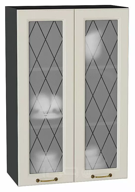 Шкаф верхний с 2-мя остекленными дверцами Ницца Агат/Graphite 920*600*318