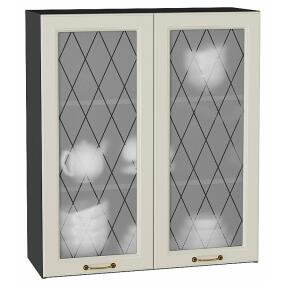Шкаф верхний с 2-мя остекленными дверцами Ницца Агат/Graphite 920*800*318