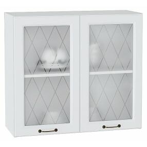 Шкаф верхний с 2-мя остекленными дверцами Ницца Белый/Белый 716*800*318