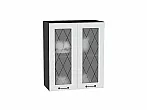 Шкаф верхний с 2-мя остекленными дверцами Ницца Белый/Graphite 716*600*318