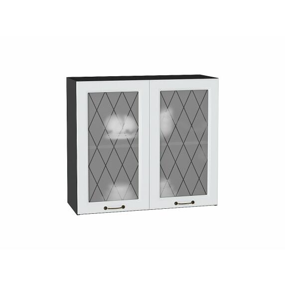 Шкаф верхний с 2-мя остекленными дверцами Ницца Белый/Graphite 716*800*318