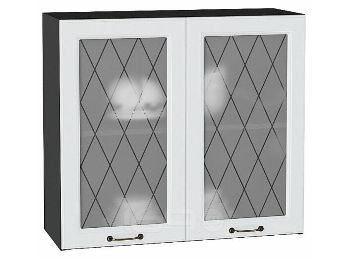 Шкаф верхний с 2-мя остекленными дверцами Ницца Белый/Graphite 716*800*318