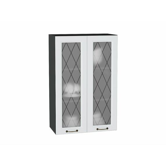 Шкаф верхний с 2-мя остекленными дверцами Ницца Белый/Graphite 920*600*318