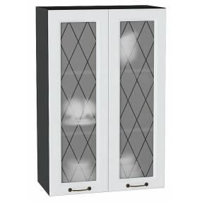 Шкаф верхний с 2-мя остекленными дверцами Ницца Белый/Graphite 920*600*318