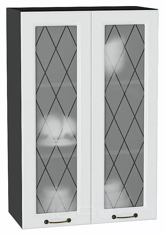Шкаф верхний с 2-мя остекленными дверцами Ницца Белый/Graphite 920*600*318