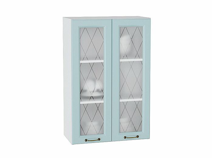 Шкаф верхний с 2-мя остекленными дверцами Ницца Голубой Белый 920*600*318