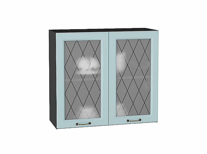 Шкаф верхний с 2-мя остекленными дверцами Ницца Голубой Graphite 716*800*318