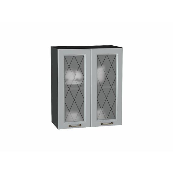 Шкаф верхний с 2-мя остекленными дверцами Ницца Графит/Graphite 716*600*318